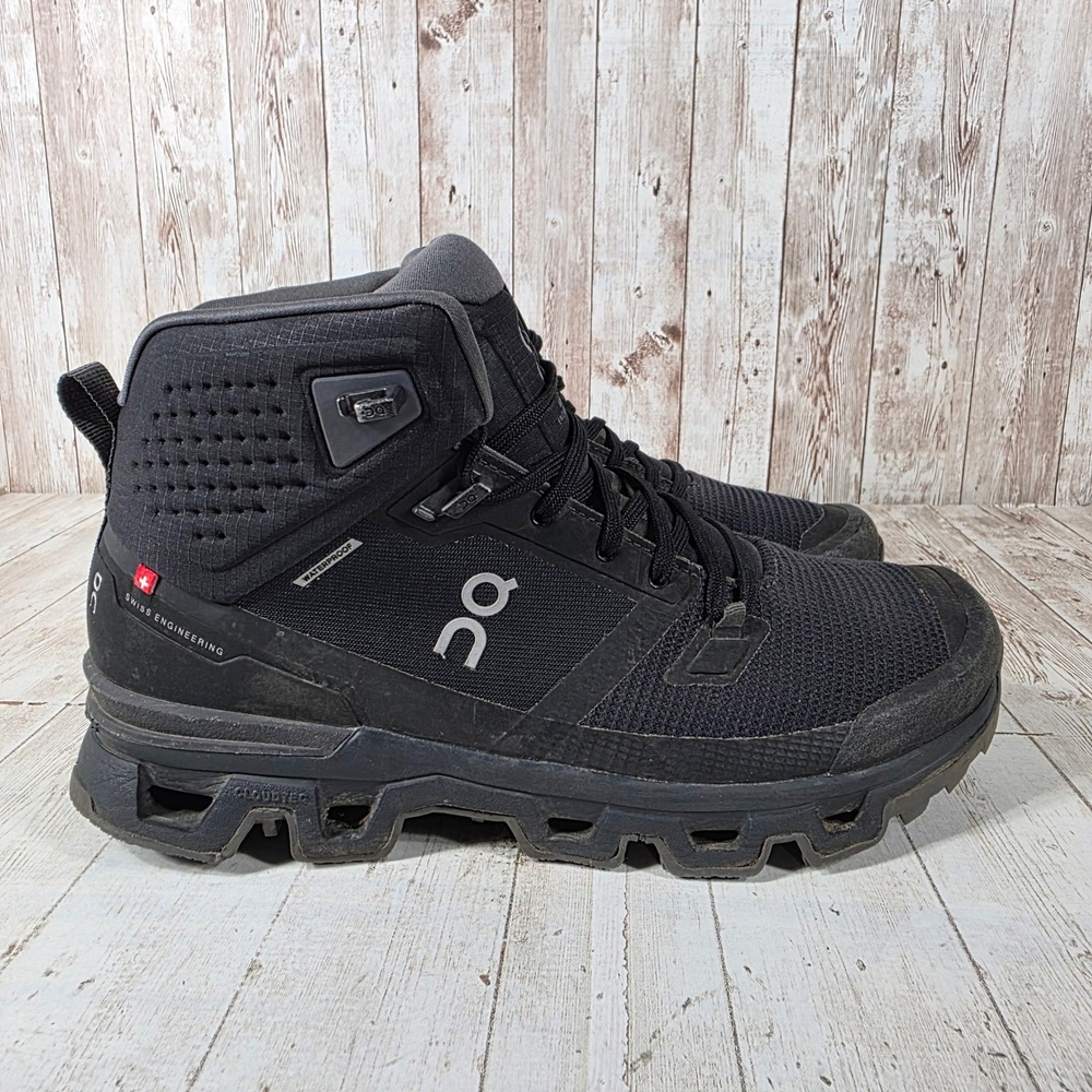 On Running Cloudrock Waterproof Hiking Boots Black Eclipse 63.98609 Womens 10